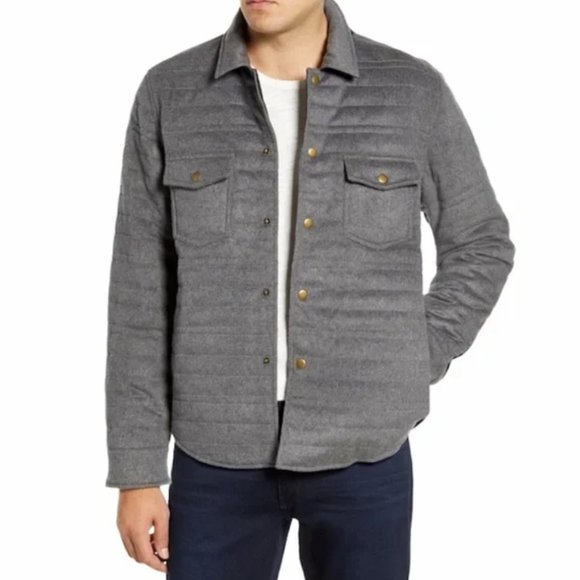 Billy Reid Other - BILLY REID Michael Slim Fit Quilted Shirt Jacket Shacket Gray Wool Down
